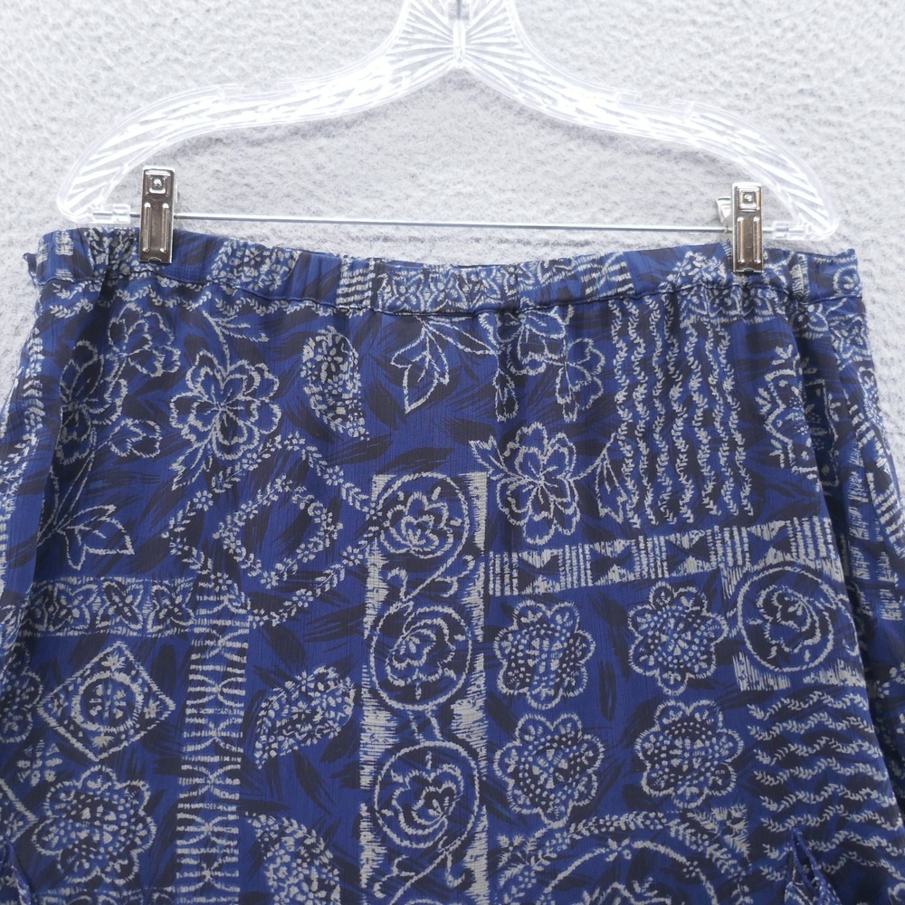 Coldwater Creek Womens Chiffon Ruffle Skirt XL Petite Blue Floral Paisley Fairy - Picture 5 of 12